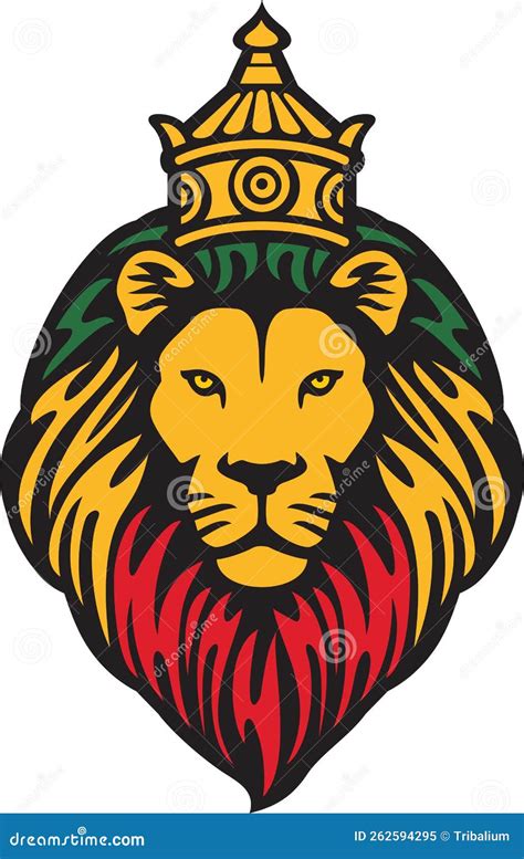 The Lion of Judah Head with Crown Rastafarian Reggae Symbol. Stock ...