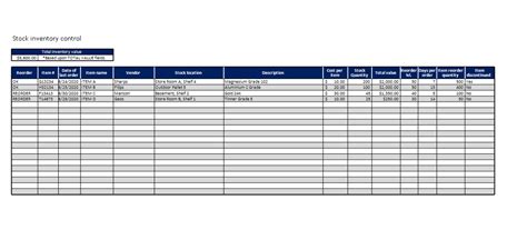 Inventory Reorder Template For Your Needs