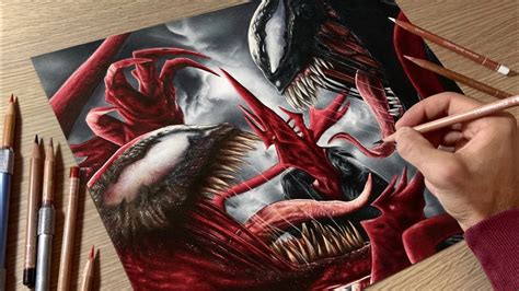 Drawing Venom vs Carnage • Time Lapse - YouTube