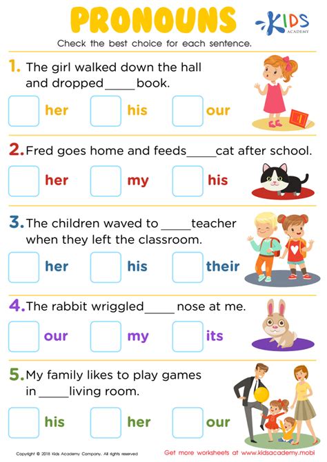 Pronouns Worksheet for kids