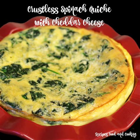 Crustless Spinach Quiche with Cheddar Cheese