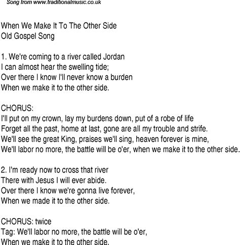 When We Make It To The Other Side - Christian Gospel Song Lyrics and Chords