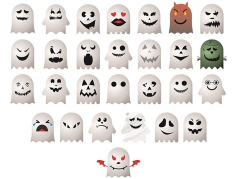 28 Halloween Ghost Emoji Ghost Face Monster Faces Clipart | Etsy