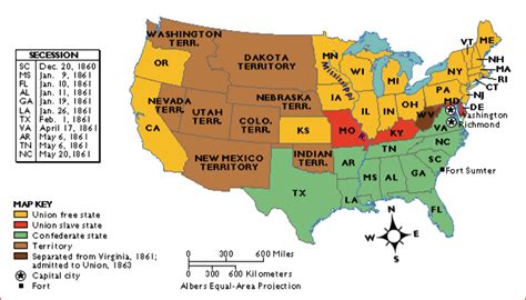 American Civil War States Map