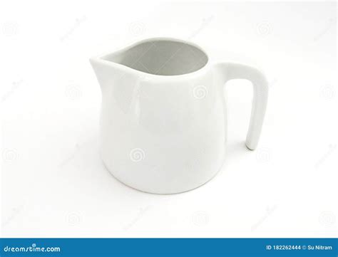 Mini White Porcelain Milk Jug Isolated on White Background. High Quality Handmade Ceramics ...