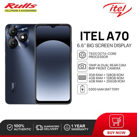 ITEL A70 Smartphone | 3GB+128GB / 4GB+128GB / 4GB+256GB | T603 Octa-core CPU | 13MP Super HDR ...