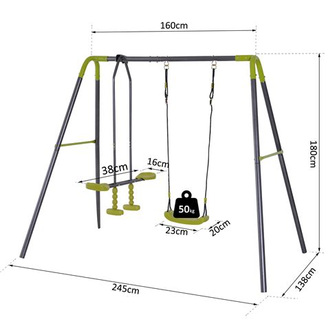 Set de Columpio Infantil al Aire Libre con Columpio y Balancín Doble Plaza Juguetes Exterior ...