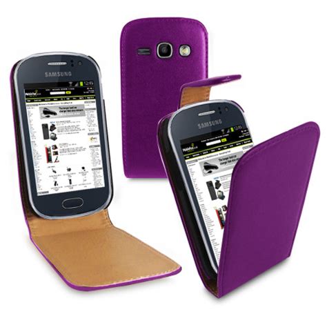 Leather Style Flip Case for Samsung Galaxy Fame- Purple