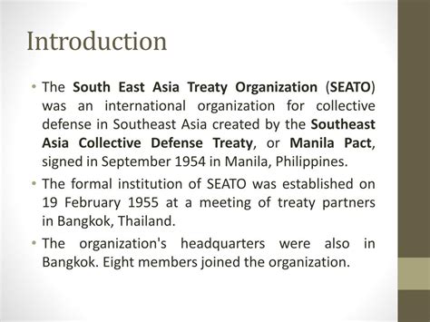 PPT - SEATO ( Southeast Asia Treaty Organization) PowerPoint ...