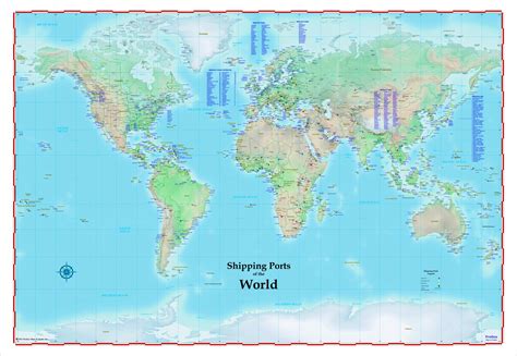 World Shipping Ports Map Laminated Rolled vaious sizes available – ProGeo Maps & Guides