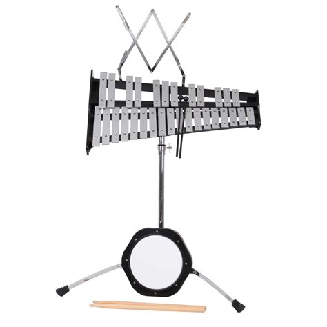 USA Warehouse 30 Notes Percussion Glockenspiel Bell Kit With Practice Pad +Mallets+Sticks+Stand ...