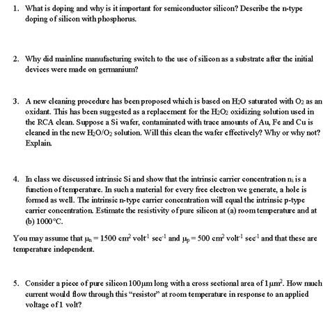 Solved 1. What is doping and why is it important for | Chegg.com