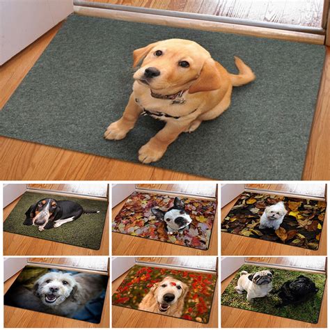 KM_ KF_ Funny Pet Dog Print Door Mat Outdoor Indoor Front Flannel Doormat Deco | eBay