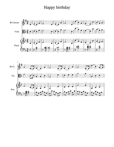 Happy Birthday Sheet music for Piano, Clarinet in b-flat, Viola (Mixed ...