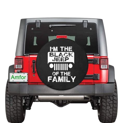 I'M The Black Jeep Family Car Spare Tire Cover Jeep Wrangler Rubicon Liberty R16 #Unbranded