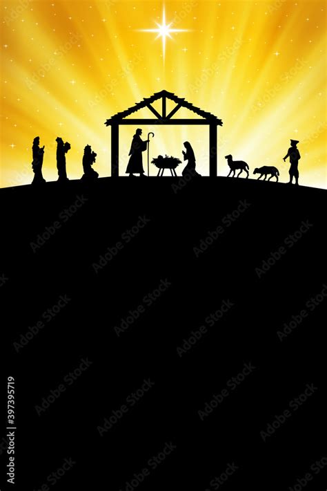 Christmas Nativity Scene poster background. Christmas illustration ...