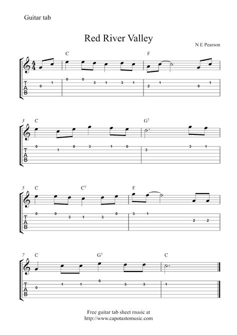 Easy Sheet Music For Beginners: Free easy guitar tab sheet music - Red ...