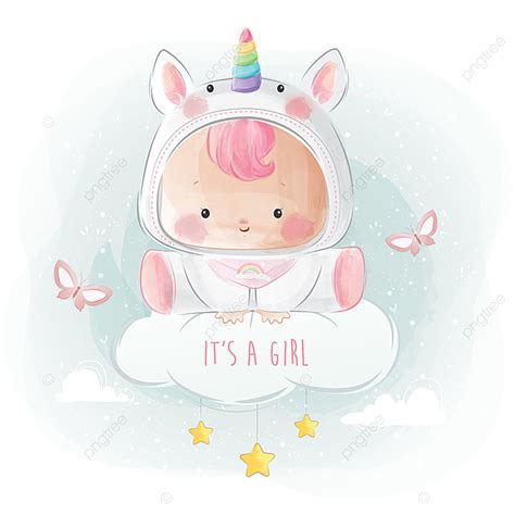 Unicorn Baby Girl Vector Design Images, Cute Baby Girl In Unicorn ...