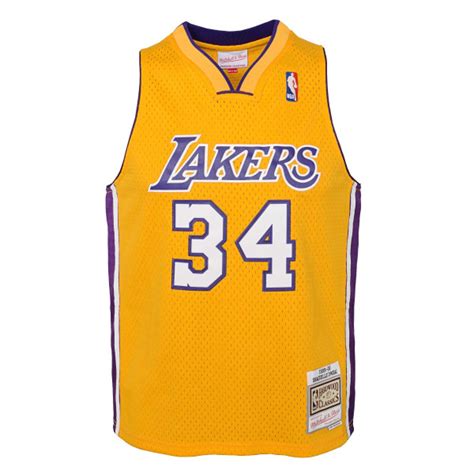 Shaq O'Neal #34 Los Angeles Lakers 1999-00 Youth Swingman NBA Jersey Yellow (KIDS) | TAASS.com ...