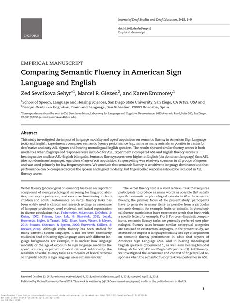 (PDF) Comparing Semantic Fluency in American Sign Language and English