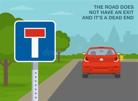 `No through Road` Sign Meaning. Close-up View of Dead End Ahead Warning Sign Stock Vector ...