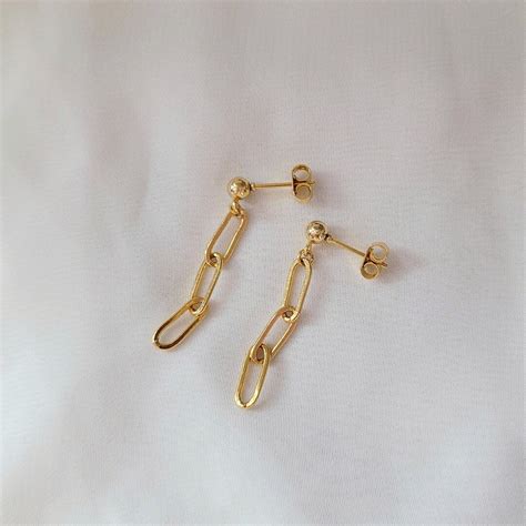 Link Earrings Gold Link Earrings Link Chain Earrings - Etsy