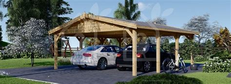 Double Wooden Carport CLASSIC DUO, 6x6 m (20'x20'), 36 m² | Wooden ...