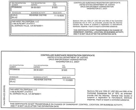 DEA Controlled Substance Registration Certificate – Far West Rx Disposal