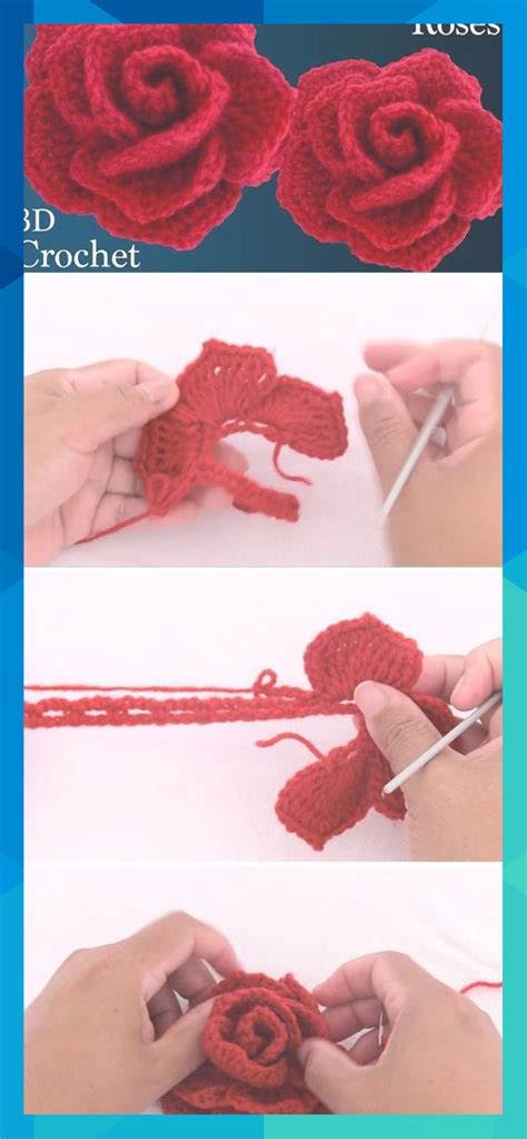 How To Crochet A Rose 3D Flower Easily | CrochetBeja #suzannemackenzie1982 | Crochet rose ...