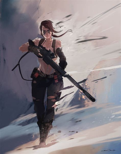 ArtStation - Quiet, Colin Tan | Cara menggambar, Gambar, Senapan