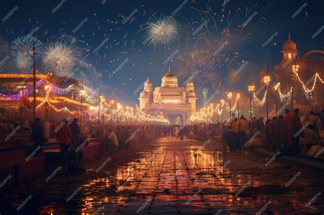 Premium AI Image | Cityscape at Diwali Festival in India with decorated ...