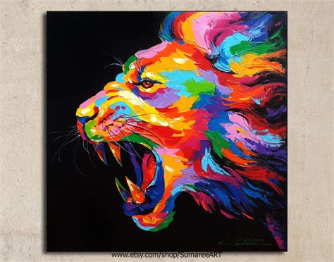 Lion painting acrylic on canvas | Etsy | Animal canvas paintings, Lion ...