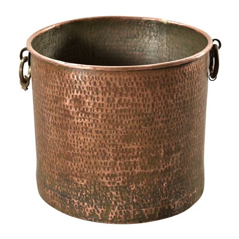 Antique Copper Pot with Patina: Decorative Metallic Pot or Planter