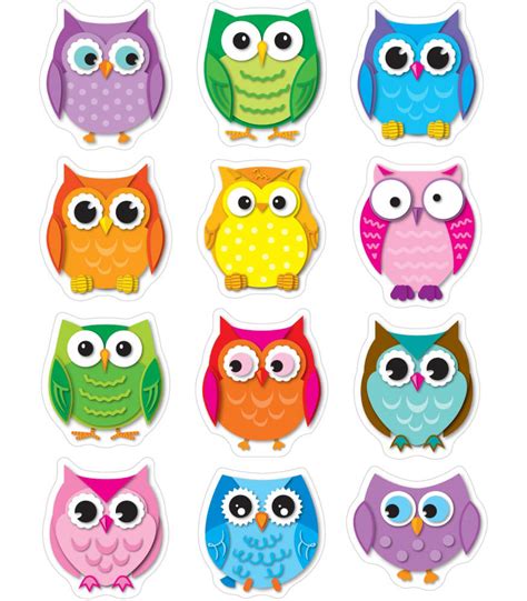 Colorful Owls Shape Stickers Grade PK-5 | Carson-Dellosa Publishing