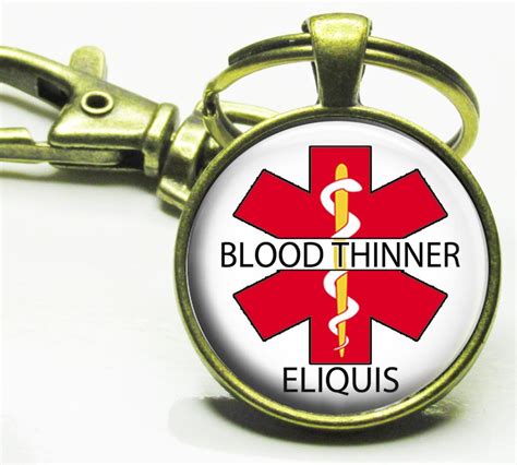 Medical Alert Blood Thinner Eliquis Glass Top Key Chain Medications Alert | eBay