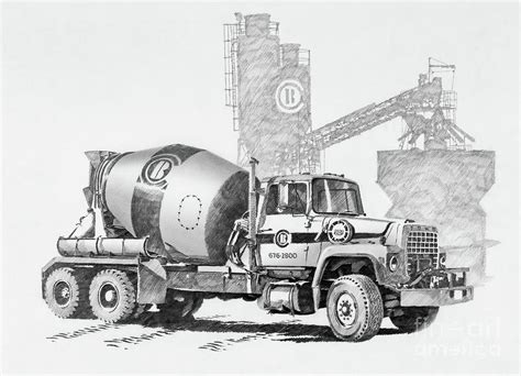 Cement Truck Drawing at PaintingValley.com | Explore collection of Cement Truck Drawing