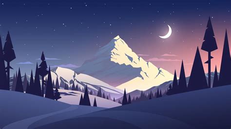 Winter landscape minimalist digital art - backiee