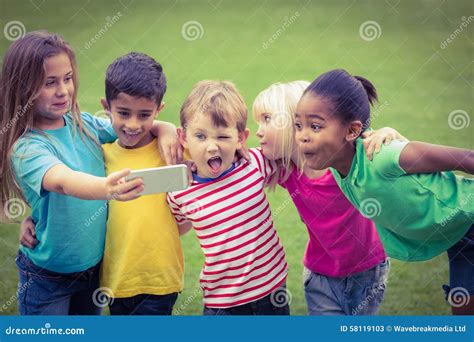 Smiling Classmates Posing Funny and Taking Selfies Stock Image - Image of posing, funny: 58119103