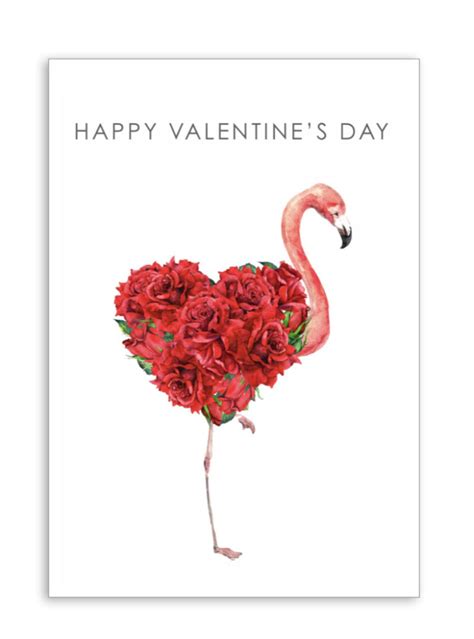 Happy Valentine’s Day Flamingo - Heavenly Floral Cards