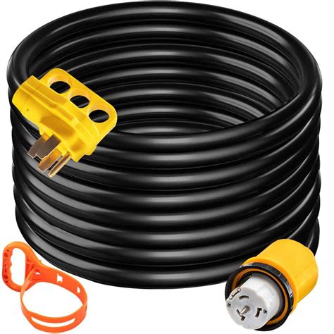 VEVOR 12,000-Watt Black Cable 10 ft. Generator Power Cord 50 Amp 250-Volt ETL Listed Extension ...