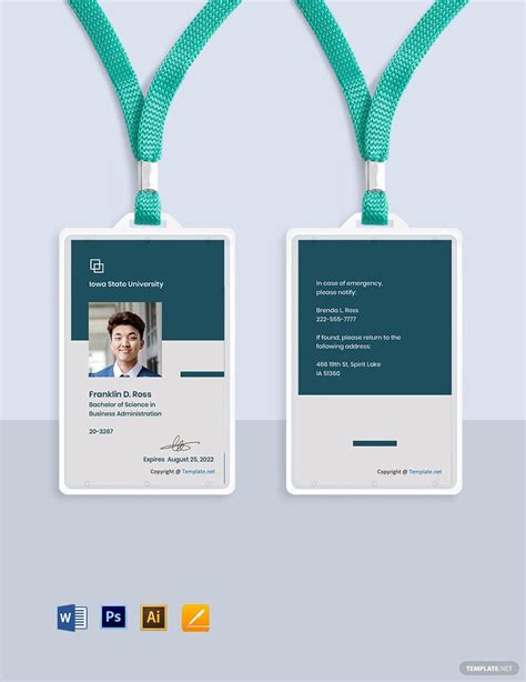 Free Free Sample University ID Card Template - Illustrator, Word, Apple ...