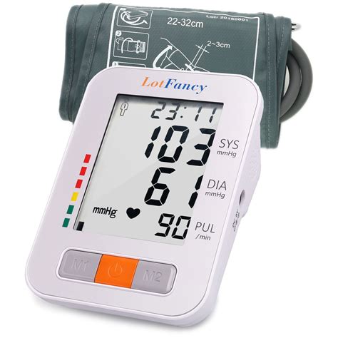 Blood Pressure Monitor, LotFancy Digital Sphygmomanometer, 180-Readings Upper Arm Medium Cuff (9 ...