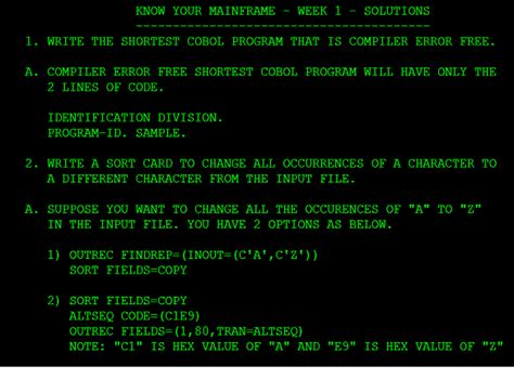 KNOW YOUR MAINFRAME – WEEK 1 – SOLUTIONS | F1 for Mainframe