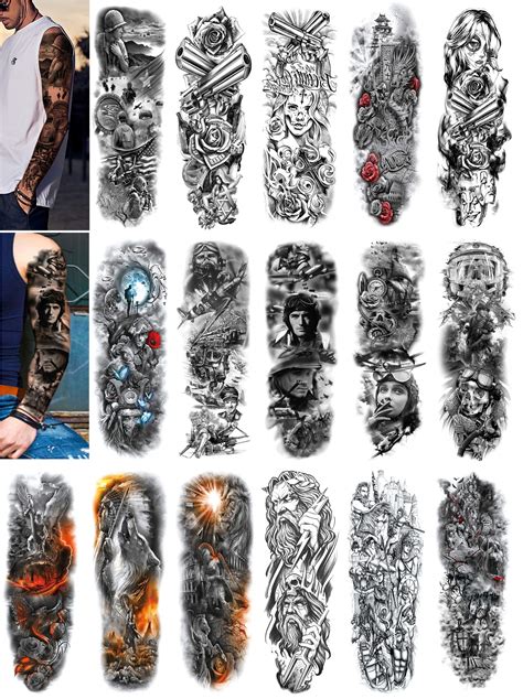 Buy DaLin Extra Large Temporary Tattoo Sleeves Full Arm Fake Tattoos ...