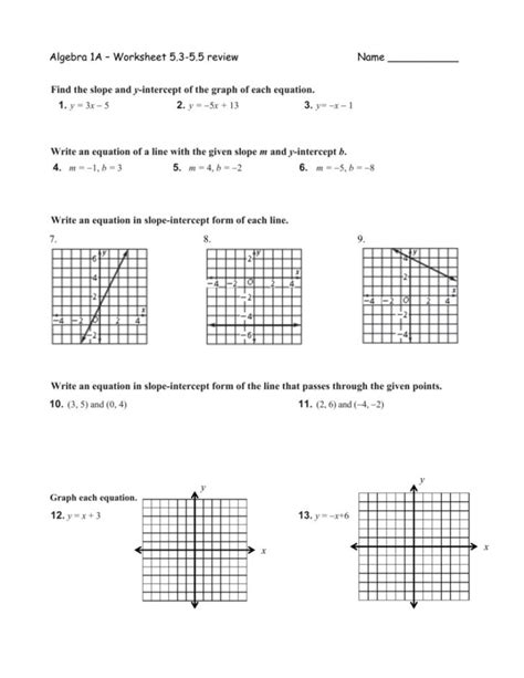 Slope And Y Intercept Worksheets With Answer Key — db-excel.com