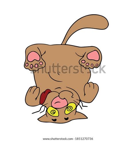 Funny Cute Cat Upside Down Vector Stock Vector (Royalty Free ...