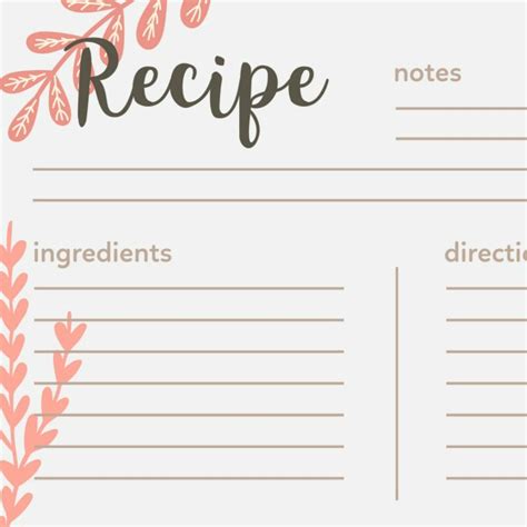 Kitchen Storage Home & Living Recipe Boxes Downloadable Recipe Cards Recipe Card Template 7 ...