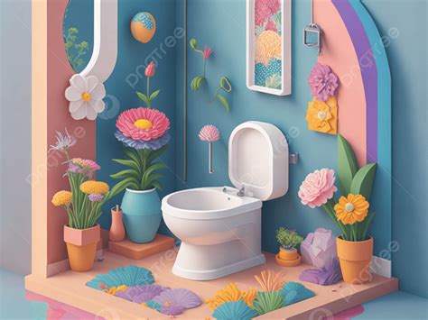 Isometric Colorful Toilet Restroom Background, Wallpapers, Restroom, Toilet Background Image And ...