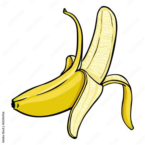 Vector Single Cartoon Peeled Banana Stock Vector | Adobe Stock