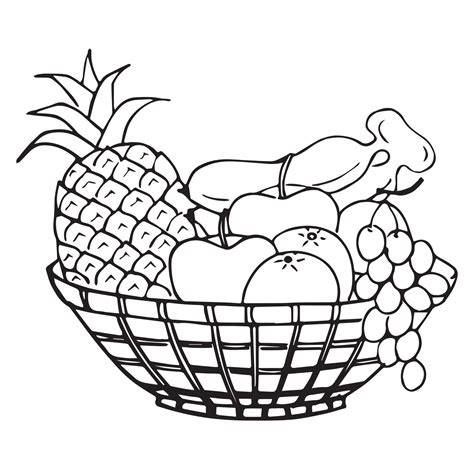 Fruit Basket Coloring Page For Kids, Vector illustration EPS And Image 11880846 Vector Art at ...